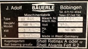 Bauerle Bandsäge Typ BS-800, sehr solide Maschine! Nr. 253