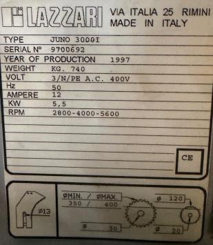 Lazzari Juno 3000I Formatsäge, CE, Nr.269